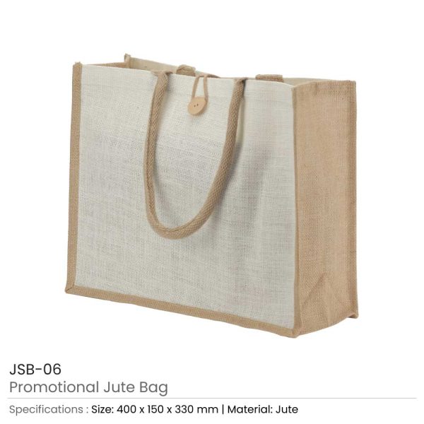 BYFT004222 Jute Bag White Beige 40 x 33 x 15 Cm Set of 1 B