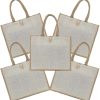 BYFT004222 Jute Bag White Beige 40 x 33 x 15 Cm Set of 1 C