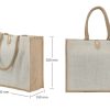 BYFT004222 Jute Bag White Beige 40 x 33 x 15 Cm Set of 1 D