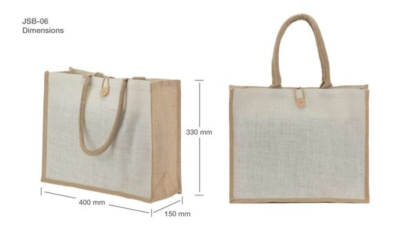 BYFT004222 Jute Bag White Beige 40 x 33 x 15 Cm Set of 1 D