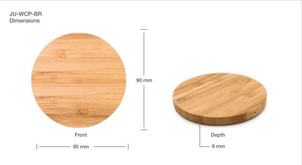 BYFT005670 Bamboo Wireless Charging Pad Natural Set of 1 D