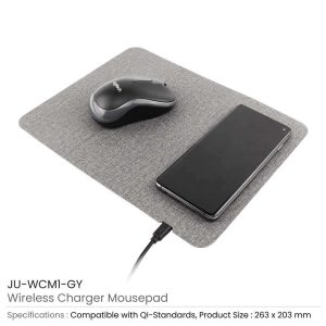 BYFT005672 Fast Wireless Charging Mousepad Grey Set of 1 A