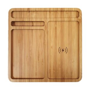 BYFT005675 Bamboo Wireless Charger Docking Station Natural Set of 1