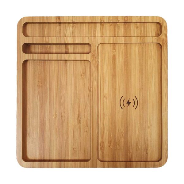 BYFT005675 Bamboo Wireless Charger Docking Station Natural Set of 1