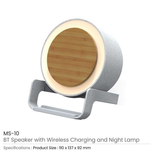 BYFT005677 BT Speakers with Wireless Charging and Lamp Grey Set of 1 B