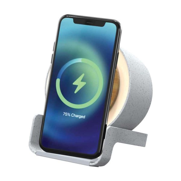 BYFT005677 BT Speakers with Wireless Charging and Lamp Grey Set of 1 C