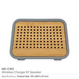 BYFT005684 Wireless Charger Bluetooth Speaker Natural Grey Set of 1 A
