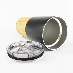 BYFT005686 Travel Tumbler with Bamboo Natural Black Set of 1 A