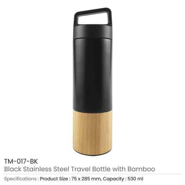 BYFT005687 Travel Bottles with Bamboo Natural Black Set of 1 B