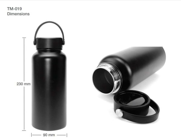 BYFT005688 Double Wall Stainless Steel Flask Black Set of 1 C