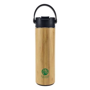 BYFT005689 Bamboo Flask with Tea Infuser Natural Black Set of 1
