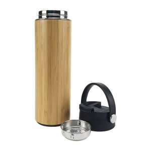 BYFT005689 Bamboo Flask with Tea Infuser Natural Black Set of 1 A