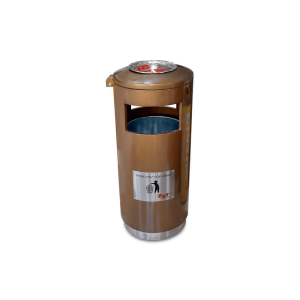 BYFT008507 AKC Metal Road Bin with Ashtray 40 x 97 x 40 cm Brown Silver Set of 1