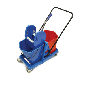 BYFT008520 AKC Mop Trolley with Two Buckets and Wringer 50 Ltr Plastic Set of 1