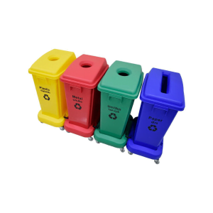 BYFT008555 AKC Recycle Bin with Four Compartments 60 Ltr Multicolour Plastic Set of 1