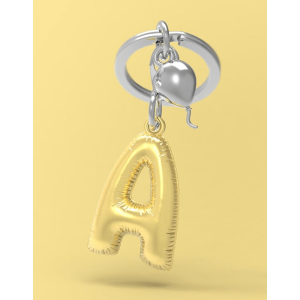 BYFT012870 METALMORPHOSE MTM KEYCHAIN Party Balloon Alphabet A Golden Zinc Alloy Set of 1 MTM10A A