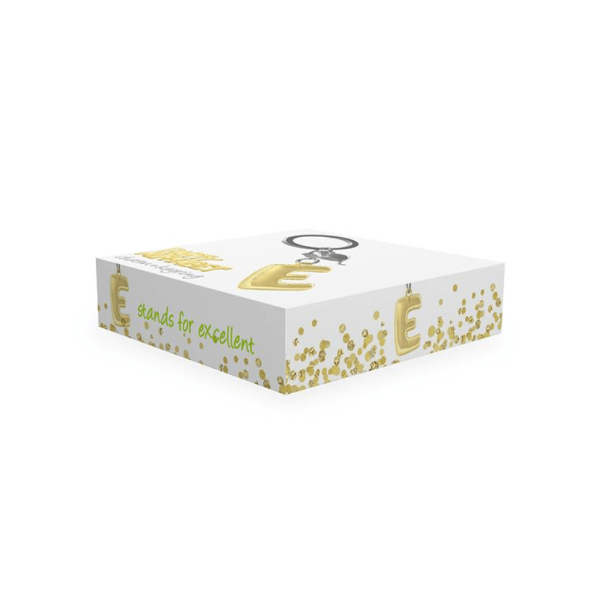 BYFT012873 METALMORPHOSE MTM KEYCHAIN Party Balloon Alphabet E Golden Zinc Alloy Set of 1 MTM10E E