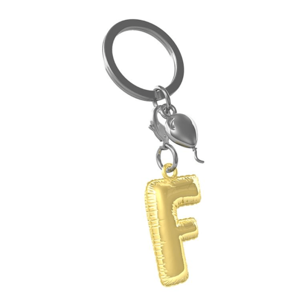 BYFT012874 METALMORPHOSE MTM KEYCHAIN Party Balloon Alphabet F Golden Zinc Alloy Set of 1 MTM10F D
