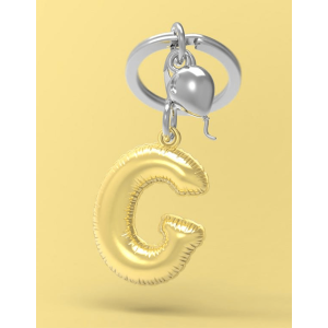 BYFT012875 METALMORPHOSE MTM KEYCHAIN Party Balloon Alphabet G Golden Zinc Alloy Set of 1 MTM10G A
