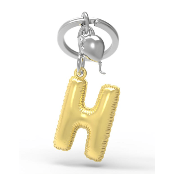 BYFT012876 METALMORPHOSE MTM KEYCHAIN Party Balloon Alphabet H Golden Zinc Alloy Set of 1 MTM10H