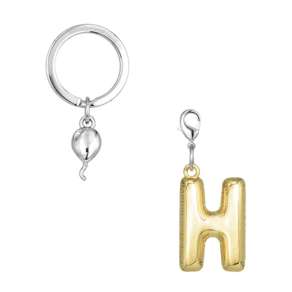 BYFT012876 METALMORPHOSE MTM KEYCHAIN Party Balloon Alphabet H Golden Zinc Alloy Set of 1 MTM10H C
