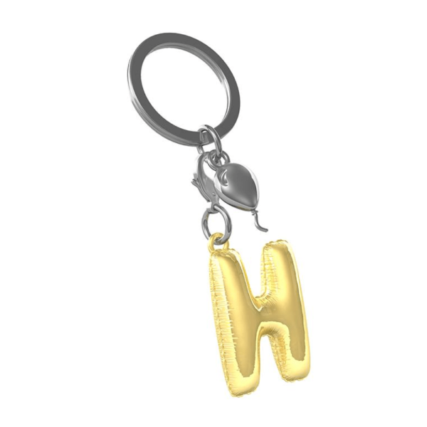 BYFT012876 METALMORPHOSE MTM KEYCHAIN Party Balloon Alphabet H Golden Zinc Alloy Set of 1 MTM10H D