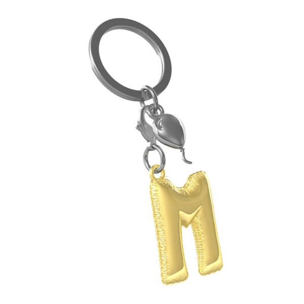 BYFT012880 METALMORPHOSE MTM KEYCHAIN Party Balloon Alphabet M Golden Zinc Alloy Set of 1 MTM10M D