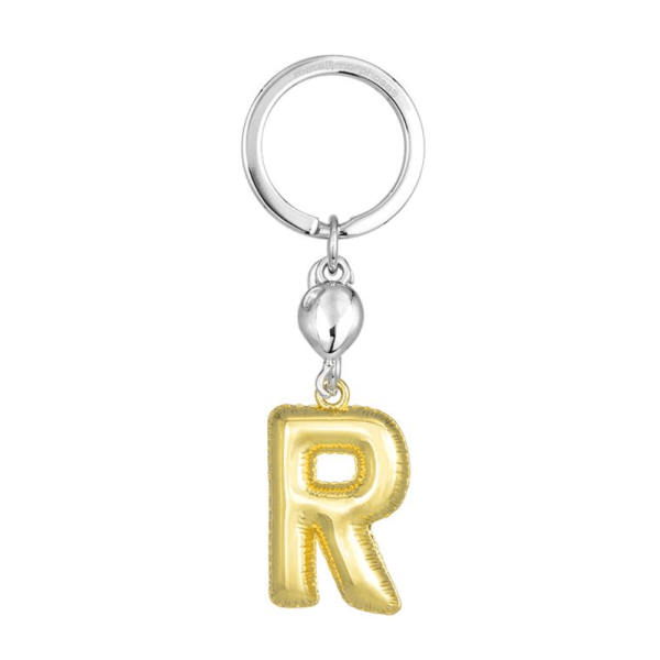 BYFT012881 METALMORPHOSE MTM KEYCHAIN Party Balloon Alphabet R Golden Zinc Alloy Set of 1 MTM10R B
