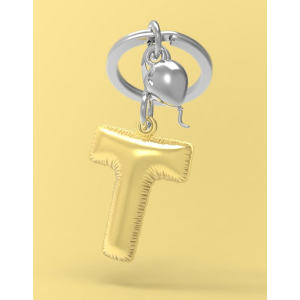 BYFT012883 METALMORPHOSE MTM KEYCHAIN Party Balloon Alphabet T Golden Zinc Alloy Set of 1 MTM10T A