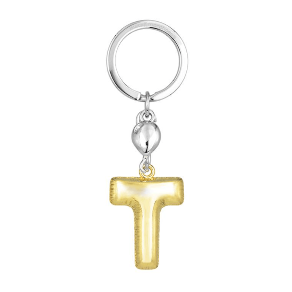 BYFT012883 METALMORPHOSE MTM KEYCHAIN Party Balloon Alphabet T Golden Zinc Alloy Set of 1 MTM10T B