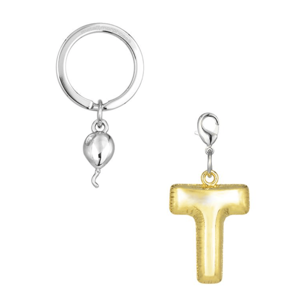 BYFT012883 METALMORPHOSE MTM KEYCHAIN Party Balloon Alphabet T Golden Zinc Alloy Set of 1 MTM10T C