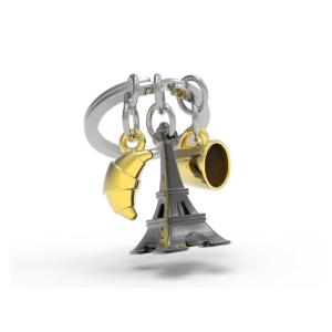 BYFT012896 METALMORPHOSE MTM KEYCHAIN Paris Coffee Croissant Multicolor Zinc Alloy Set of 1 MTM197 01