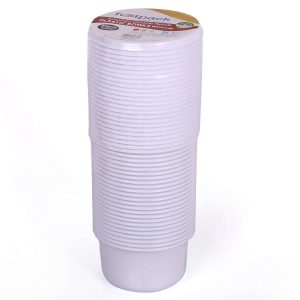 Hotpack White Plastic Bowl 400 CcLid 25Pcs