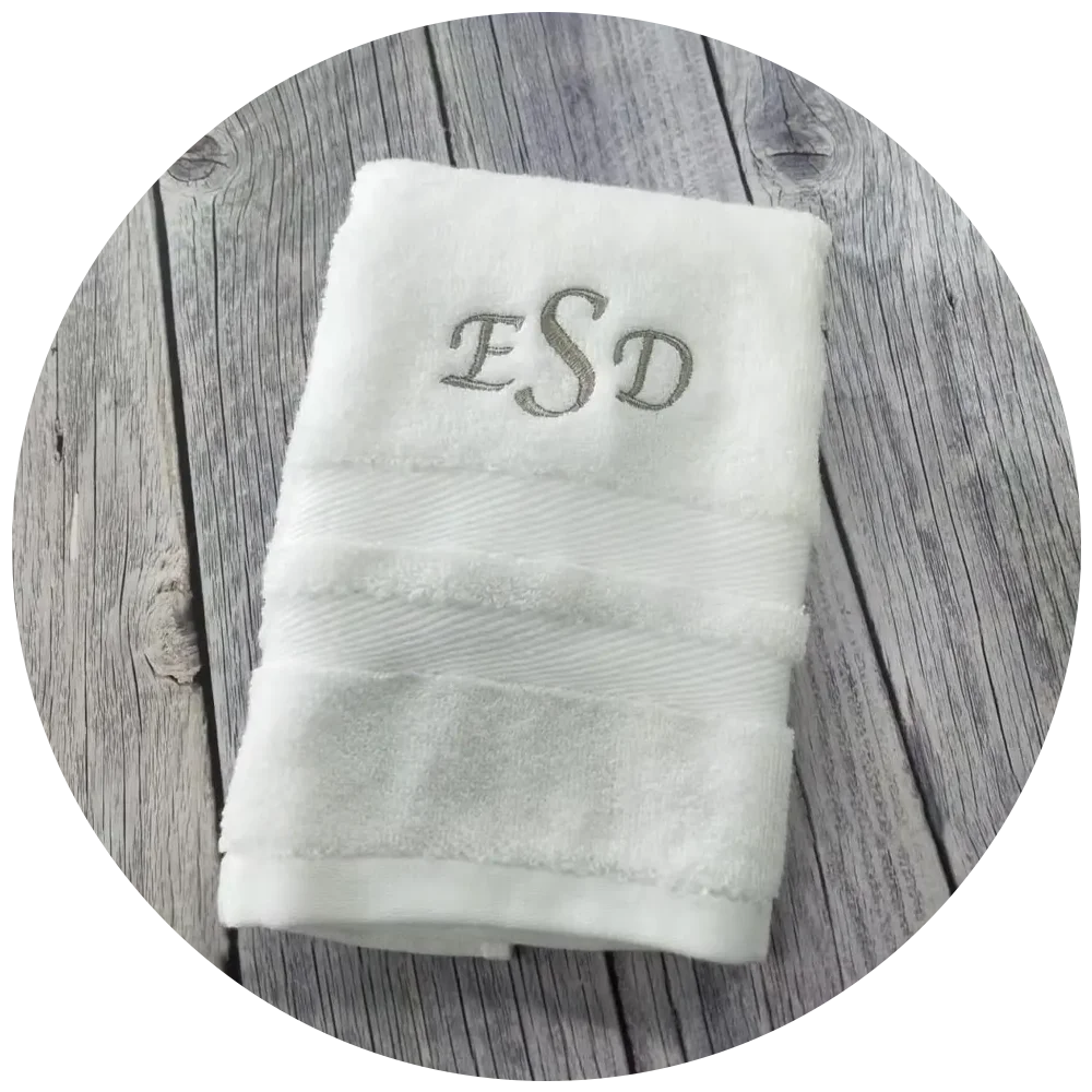 embrodery towel silver