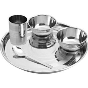 high grade stainless steel premium thali set 5 pieces silver original imafsknqwrgtdkwn
