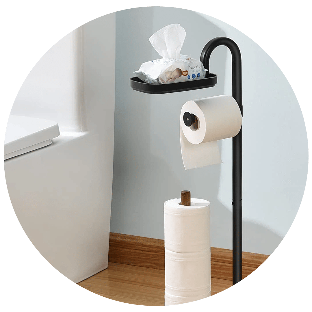 toilet paper and holders