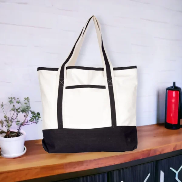 BYFT013959 BYFT Natural Canvas Bag with Black Tape (Plain) C