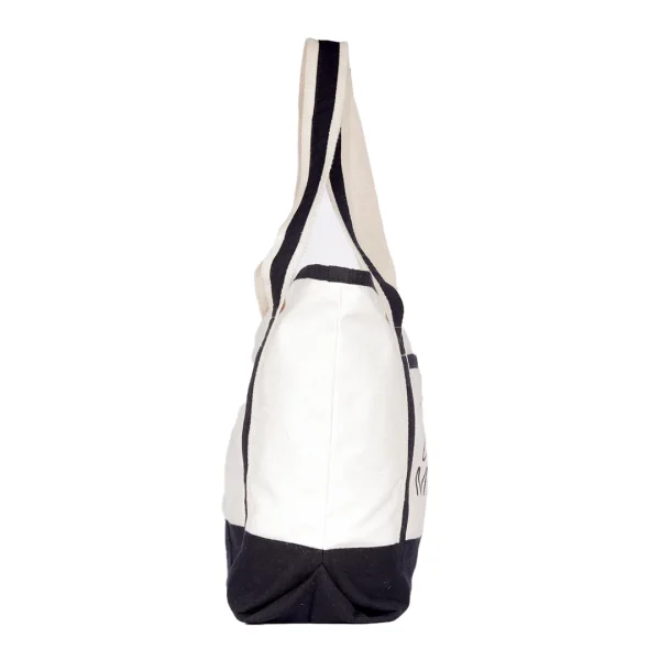 BYFT013960 BYFT White Canvas Bag with Black Tape (Vacay Mode) Design B