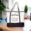 BYFT013960 BYFT White Canvas Bag with Black Tape (Vacay Mode) Design D