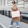 BYFT013963 BYFT White & Red Canvas Shopping Bag B
