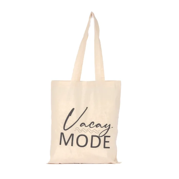 BYFT013986 BYFT Natural Cotton Flat Tote Bag (Vacay Mode) Design