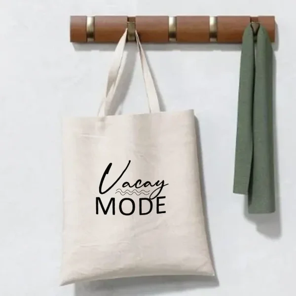 BYFT013986 BYFT Natural Cotton Flat Tote Bag (Vacay Mode) Design B