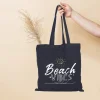 BYFT013989 BYFT Black Cotton Flat Tote Bag (Beach Vibes) Design B