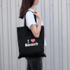 BYFT013991 BYFT Black Cotton Flat Tote Bag (I Love Beach) Design B