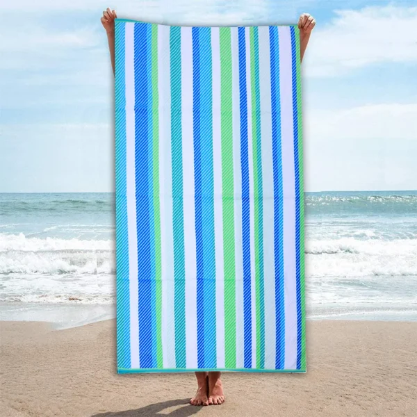 BYFT014497 BYFT Jacquard Beach Towel 86 x 162 Cm 390 Gsm Cool Stripe Cotton Set of 1 C
