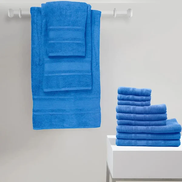 BYFT014537 BYFT Home Castle Bath Sheet 90 x 180 Cm 550 Gsm Blue 100 Cotton Set of 1 D