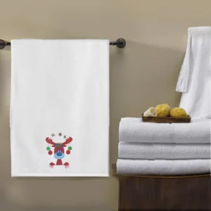 BYFT008978 BYFT IRIS EMBROIDERED FOR YOU BATH TOWEL White Reindeer with Christmas Ornament Set of 1 A