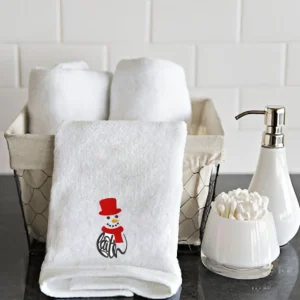 BYFT008993 BYFT IRIS EMBROIDERED FOR YOU HAND TOWEL White Faith Snowman Set of 1 A