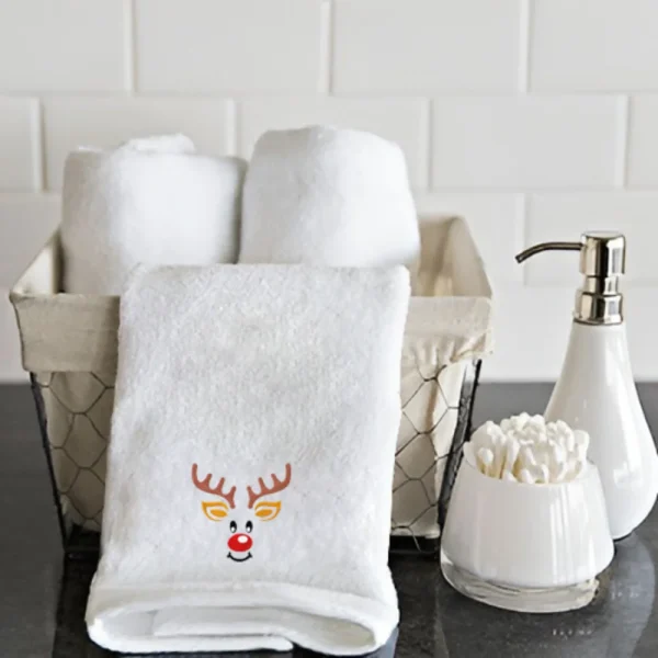 BYFT008994 BYFT IRIS EMBROIDERED FOR YOU HAND TOWEL White Reindeer Set of 1 A