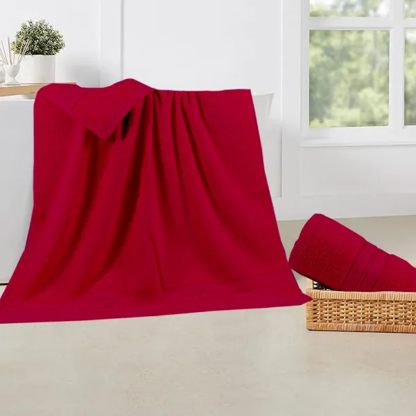 BYFT014564 BYFT Home Trendy Bath Towel 70 x 140 Cm 550 Gsm Red 100 Cotton Set of 1 C